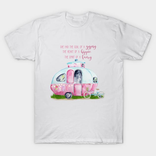 "Gypsy Hippie Fairy" Retro Camper Caravan T-Shirt by FreeSpiritedNomads